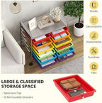 Giantex 12 Drawers Rolling Cart, Mobile Storage Drawer Cart, Classroom Organizer Cart for Office School Supplies Tools Scrapbook Paper Craft Small Printer, Utility Cart on Wheels, Multicolor - Image 7