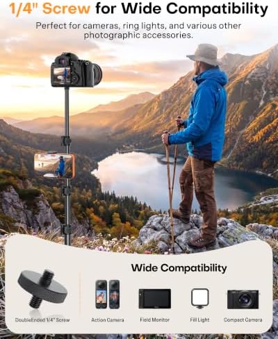 OMOTON 65" Tablet Floor Stand Tripod for iPad with Remote, 360°Phone Holder - Image 5