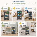 5-Tier Rolling Bookshelf Cart with Wheels, Black - Image 7