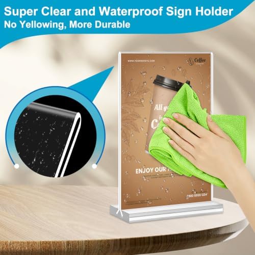 Acrylic Sign Holder 5 x 7, 30 Pack Clear Table Menu Vertical Display Stand Desktop Display Double Sided Stand Paper Holder Table Sign Suitable for Restaurants Office Store Show Fair - Image 5