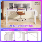 DurayLoly 63 Inch Computer Desk with Waterproof LED Lights for Bedroom - Image 6