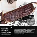Gexmil Genuine Leather Pen Case, Hand-made Stationery Bag for Work Office - Image 6