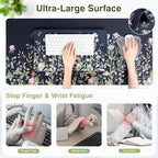 Ospelelf Keyboard Wrist Rest Stand Pad and Ergonomic Mouse Pad Set with Large Mousepad, Memory Foam Comfort, Premium Office Desk Accessories for Pain Relief, Moonlit Blossoms - Image 4