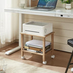YUFAM 2 Tier Printer Stand with Storage,Under Desk Shelf Printer Table,Small Printer Stand with Wheels,Rolling Printer Cart for Office - Image 4