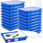 Tinlade 24 Pcs Classroom Paper Storage Bins with Lids, Blue, 13x10in by Tinlade