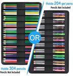 YOUSHARES Colored Pencil Case 304 Slots Pen Case Organizer with Handy Wrap & Zipper, Multilayer Holder for Prismacolor Colored Pencils & Gel Pen (Red Pink Rose) - Image 4