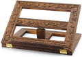 DoubleFill Adjustable Wooden Bible Stand Carved Bible Holder Missal Stand Book Display for Reading Folding Religious Prayer Wooden Holy Book Holder 12.99 x 10.04 Inches(Dark Brown) by DoubleFill