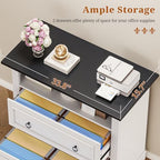 Itaar 2 Drawer File Cabinet, Farmhouse Filing Cabinet for Home Office Fits Letter, Legal, A4 Size, Wood Lateral File Cabinet with Printer Stand, Storage Shelf, White - Image 5