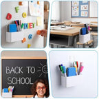 MAQUITA 20 Pcs Magnetic Marker Holder For Whiteboard Bulk Whiteboard Marker Holder Bulk Storage Organizer For Classroom Office Refrigerator Locker Pen Pencil Cup (White) - Image 5