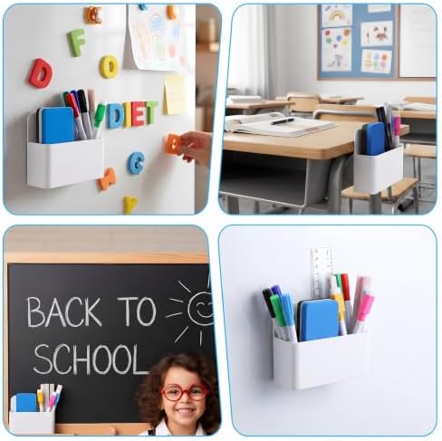 MAQUITA 20 Pcs Magnetic Marker Holder For Whiteboard Bulk Whiteboard Marker Holder Bulk Storage Organizer For Classroom Office Refrigerator Locker Pen Pencil Cup (White) - Image 5