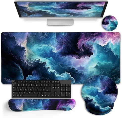 LIMKRIAN Galaxy Mouse Pad Large Desk Matt for Desktop, 4 in1 XXL Mousepad by LIMKRIAN