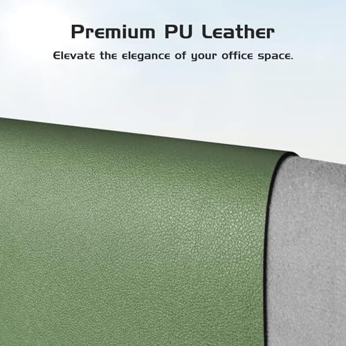 Aothia Leather Desk Pad Protector, Office Desk Mat, Large Mouse Pad, Laptop Desk Pad, Non-Slip PU Leather Desk Blotter, Waterproof Desk Writing Pad for Office and Home (Olive Green, 47" x 24") - Image 2