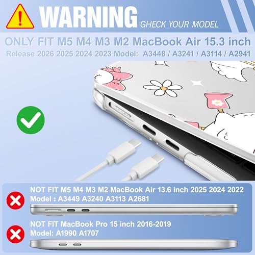 May Chen for MacBook Air 15 inch Case M5 M4 M3 M2 2026 2024-2023, Model A3448 A3241 A3114 A2941, Closes Seamlessly Hard Shell Laptop Cover with Keyboard Cover, Cute Goose Spring - Image 2