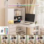 51.6" White L Shaped Home Office Desk with Drawers and Storage - Image 7