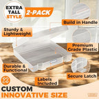 2-Pack Art and Craft Organizers and Storage Case – Thick Tall Transparent Stackable Plastic Craft Storage Containers, Project Organizer Paper Box Fits 8.5 x 11 Inch Papers & More, 12.4 x 10.8 x 3.1 In - Image 4