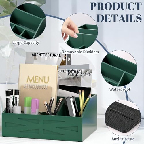Wood Mail Organizer Countertop,Farmhouse Desk and Kitchen Countertop Storage, Letter Sorter, Desk Mail and Bill Organizer, Desktop File and Paper Holder (Green) - Image 5