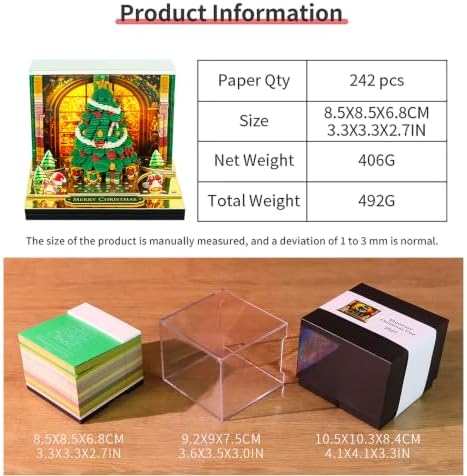 3D Art Calendar Memo Pad 2027,Time Piece Calendar 3D Christmas Tree Notepad Creative Rip Away Calendar Paper Carving Note - Image 6