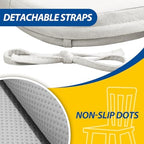 AAAAAcessories D-Shaped Chair Cushions, 2" Thick Dining Chair Pads with Ties and Removable, Machine-Washable Cover, 17" x 16", Set of 6, Natural Linen - Image 5
