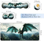 TGFEWYTJYJ Extended Gaming Mouse Pad,Memory Foam Ergonomic Keyboard Mouse Wrist Rest Support Set,Large Desk Mat with Stitched Edges,Non-Slip Base Mousepad Home Office,Dragon in Flight - Image 2