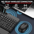 Wireless Keyboard and Mouse Combo,Soft Wrist Rest,Phone Holder(Black) - Image 2
