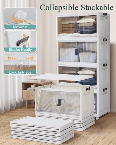 OlarHike 97QT Storage Bins with Lids for Closet, Office, Shelves, 4 Pack - Image 3