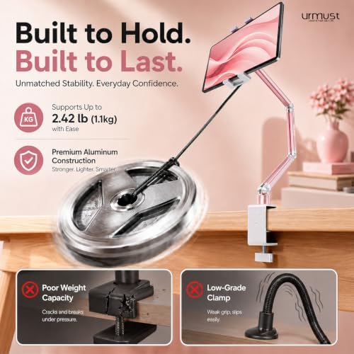 Urmust Portable Monitor Stand up to 18.5", iPad Stand for Desk, Pink - Image 6