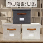Decorative File Organizer Box Set of 2 - Collapsible Linen Filing Cabinets - Image 7