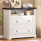 Itaar 2 Drawer File Cabinet, Farmhouse Filing Cabinet for Home Office Fits Letter, Legal, A4 Size, Wood Lateral File Cabinet with Printer Stand, Storage Shelf, White by Itaar