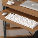 VECELO Corner Desk, Triangle Computer Desk for Small Space with Charging Station and Keyboard Tray, Corner Makeup Table with Storage Shelves for Home Office Bedroom, 41x30, Light Walnut - Image 5