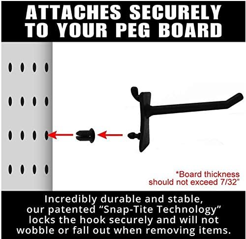 PegPro® J & 2" Hooks Kit for Standard “Wood Fiber” pegboard – Durable Plastic Pegboard Hooks - for Garage, Kitchen, Craft Room, and More (J & 2" Hook - 50 Pack, Black) - Image 6