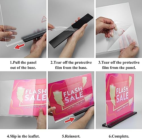 Acrylic Sign Holder 11x8.5 '' Horizontal T-Shaped Clear Double-Sided Table Menu Stands Plastic Picture Frames Display Desktop Display Holders for Wedding Table,Restaurant Signs,Office, Store,6 Pack - Image 4