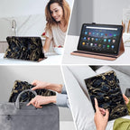 Case for Kindle Fire HD 10 & 10 Plus Tablet (13th/11th Generation, 2023/2021 Release) 10.1" - PU Leather Flip Case with Elastic Band & Card Slots/Holder, Multi-Angle Stand Cover - Blue Flower - Image 5