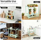 Adjustable Desktop Bookshelf, Metal Desk Shelf Organizer, Sage Green - Image 5