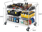 Finnhomy 3-Tier Commercial Grade Rolling Cart, Heavy Duty Utility Carts with Wheels and Handles, Kitchen Trolly on Wheels, Metal Serving Shelves with 700 lbs Capacity, Shelf Size 24" D x 48" W, NSF - Image 2