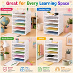 6 Pcs White Turn in Trays Classroom, Stackable Paper Bins for Classroom, 13x9x2.8 inch Plastic Baskets Desktop Organization System Office (White) - Image 6