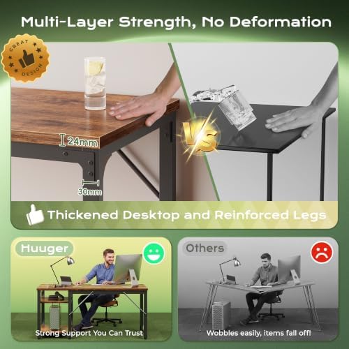 Huuger 47.2'' x 19.7'' Computer Desk, Power Outlets, 0.95'' Thick Desktop - Image 3