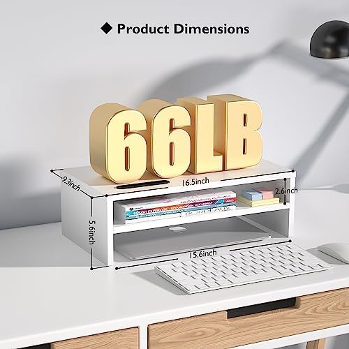 BONTEC Wooden Monitor Stand Riser for Desk, 2-Tier Computer Monitor Stand - Image 5