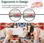 31.5"x 11.8" Oversized Gaming Mouse Pad Set, Ergonomic Keyboard and Mouse Wrist Rest + Cup Holder, Non-Slip Desktop Pad, Suitable for Home and Office Use, American Flag and Horse - Image 5