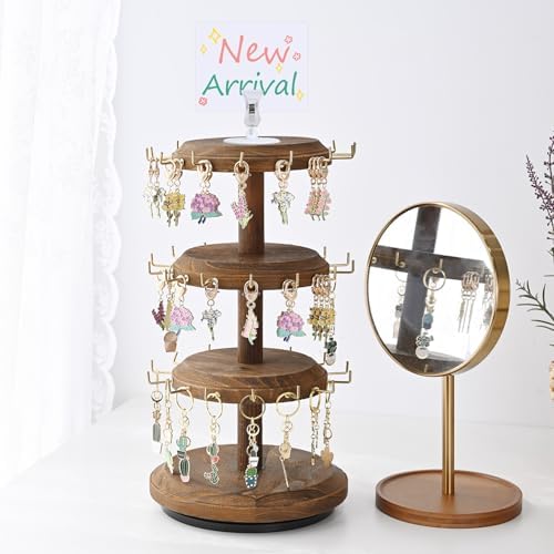 MOOCA 3-Tier Rotating Bracelet Display Stand with 42 Hooks, Jewelry Holder - Image 6