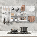 MULSAME Pegboard Combination Kit, 25.2" x 50.4" Wall Mounted Storage Set with 8 Pegboards & 40 Accessories Hanging, Peg Boards Organizer - Image 3