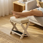 Adjustable Foot Rest Under Desk at Work, 16.6" Wide Wooden Ergonomic Footstool with 3 Height Options, Linen Cushion, Non-Slip EVA Stepping Surface & Posture Support for Office, Home & Gaming - Image 6