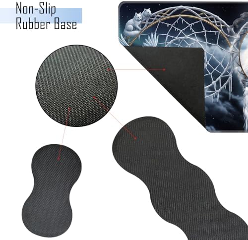 TGFEWYTJYJ Extended Gaming Mouse Pad,Memory Foam Ergonomic Keyboard Mouse Wrist Rest Support Set,Large Desk Mat with Stitched Edges,Non-Slip Base Mousepad Home Office,Dreamcatcher Wolf - Image 3