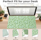 Botanical Foliage Print Office Desk Mat 31.5" x 15.7" Desktop Mat PU Leather Large Mouse Pad White Mousepad Non-Slip Table Mat for Girls, Women, Home, Work, Computer, and Gaming - Image 3