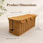 Cable Management Box, Faux Rattan Cord Organizer Basket for Power Strips - Image 7