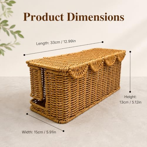 Cable Management Box, Faux Rattan Cord Organizer Basket for Power Strips - Image 7