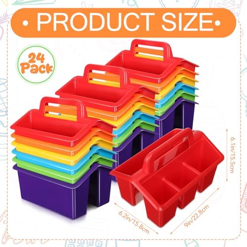GlikCeil 24 Pcs Classroom Caddy Storage Basket with Handle,Multicolor - Image 3