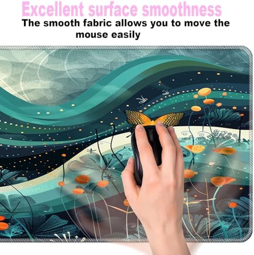 Keyboard Wrist Rest Set,Memory Foam Wrist Support Mouse Pad,31.5"x11.8" Desk Mat for Comfortable Typing & Pain Relief,Non-Slip Base for Office & Home Use - Flower and Butterfly - Image 5