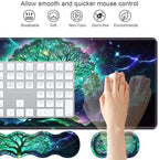 4 in 1 Ergonomic Keyboard Wrist Rest & Mouse Pad Wrist Rest Set, Large XXL Gaming Desk Mat 31.5"x 11.8" with Non-Slip Base, Memory Foam for Home Office Study Gaming, Tree of Life - Image 3