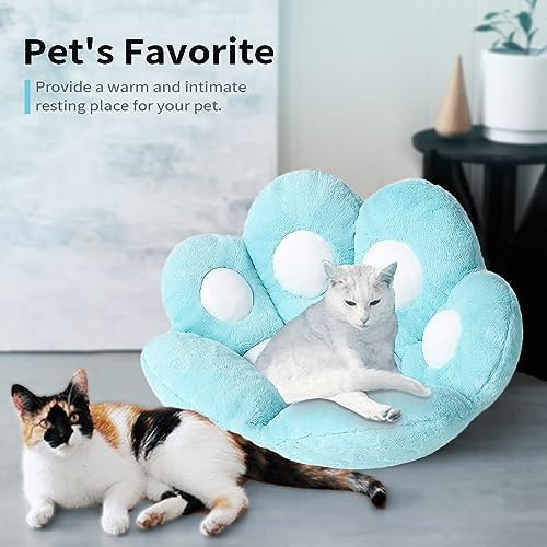 Ditucu Cat Paw Cushion Kawaii Chair Cushions 31.4 x 27.5 inch Cute Stuff Seat Pad Comfy Lazy Sofa Office Floor Pillow for Gaming Chairs Room Decor Blue - Image 4