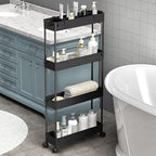 SPACELEAD 2-piece Set Slim Storage Cart 3 Tier,Bathroom Organizer Rolling Utility,Mobile Shelving Unit Slide Out for Office, Kitchen, Laundry Room & Narrow Places - Image 5